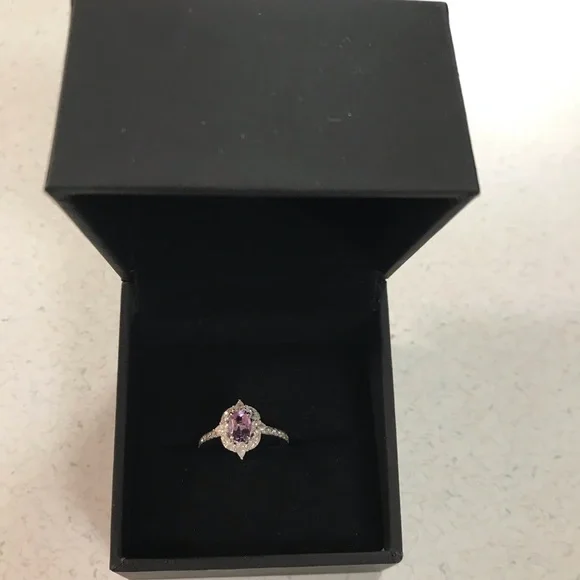 Oval Cut Amethyst Diamond Engagement Ring 3/4 ct TW 14k White Gold Kay S… - Picture 3 of 9